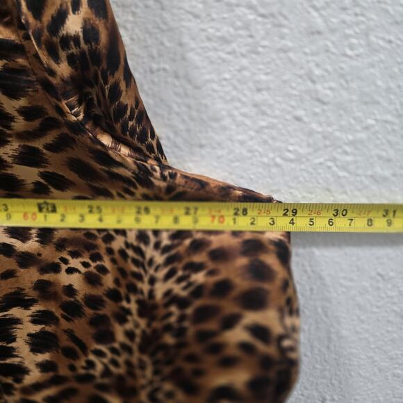 Women’s Leopard Print Bomber Jacket Zip Up Animal Print Coat Size 3XL Silk - Picture 10 of 12